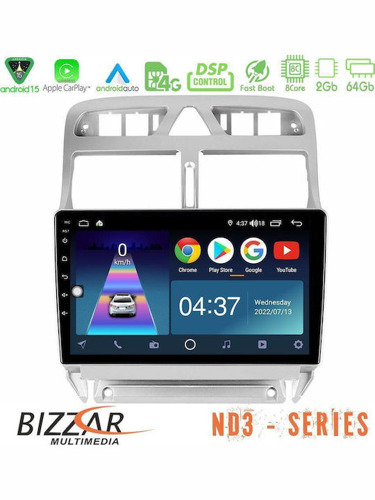 Bizzar Car Audio System for Peugeot 307 2002-2008 (Bluetooth/USB/WiFi/GPS/Apple CarPlay/Android Auto) with 9" Touch Screen