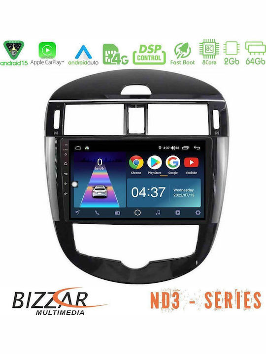 Bizzar Car Audio System for Nissan Pulsar 2015-2018 Bluetooth USB WiFi GPS Apple CarPlay Android Auto with 9" Touch Screen