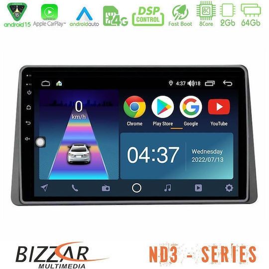 Bizzar Auto-Audiosystem für Renault Arkana Bluetooth USB Eingebautes Wi-Fi GPS Apple CarPlay Android Auto mit 10 Zoll Touchscreen