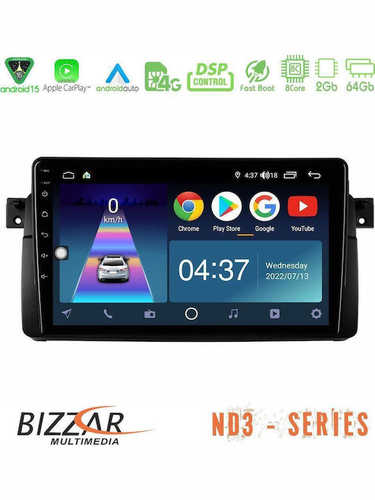 Bizzar Car Audio System for BMW E46 2022-2023 Bluetooth USB WiFi GPS Apple CarPlay Android Auto with 9" Touch Screen