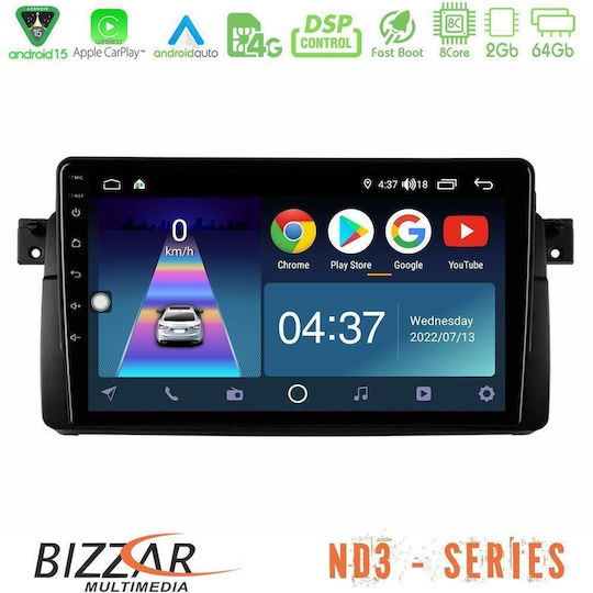 Bizzar Sistem Audio Auto pentru BMW E46 2022-2023 (Bluetooth/USB/Wi-Fi/GPS/Apple CarPlay/Android Auto) cu Ecran Tactil 9"