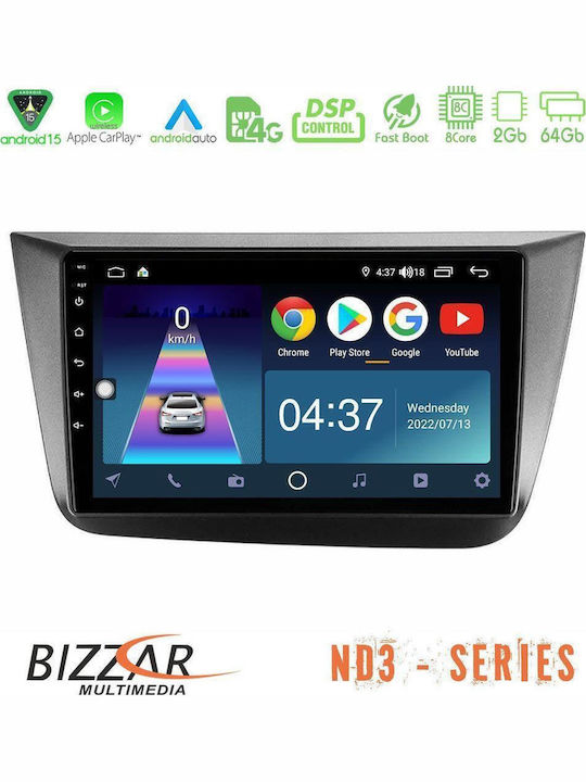 Bizzar Auto-Audiosystem Für Seat Altea 2004-2015 Mit Touchscreen 9" Bluetooth USB WiFi GPS Apple CarPlay Android Auto