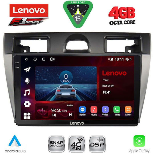 Lenovo Car Audio System for Ford Fiesta 2005-2008 Bluetooth USB WiFi GPS Apple CarPlay Android Auto with 9" Touch Screen