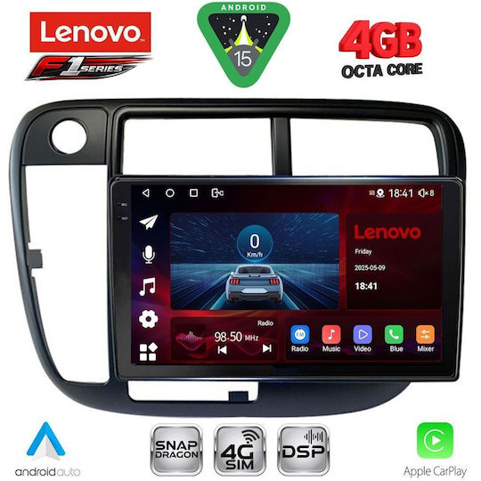 Lenovo Ηχοσύστημα Αυτοκινήτου για Honda Civic 1995-2001 με Clima (Bluetooth/USB/WiFi/GPS/Apple-Carplay/Android-Auto) με Οθόνη Αφής 9"