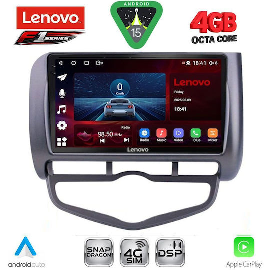 Lenovo Ηχοσύστημα Αυτοκινήτου για Honda Jazz 2002-2008 με Clima (Bluetooth/USB/WiFi/GPS/Apple-Carplay/Android-Auto) με Οθόνη Αφής 9"