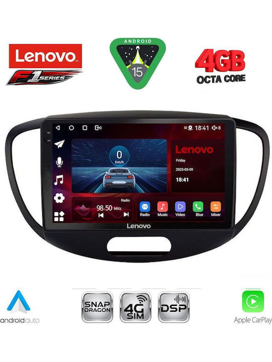 Lenovo Car Audio System for Hyundai i10 2008-2013 (Bluetooth/USB/WiFi/GPS/Apple CarPlay/Android Auto) with 9" Touch Screen