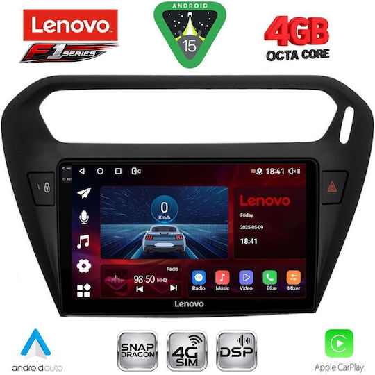 Lenovo Car Audio System for Peugeot 301 Citroen C-Elysee 2013 Bluetooth USB WiFi GPS Apple CarPlay Android Auto with 9" Touch Screen