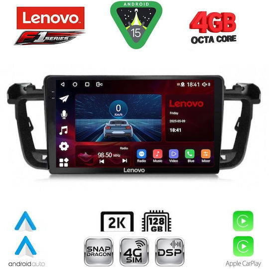 Lenovo Ηχοσύστημα Αυτοκινήτου για Peugeot 508 2010-2016 (Bluetooth/USB/WiFi/GPS/Apple-Carplay/Android-Auto) με Οθόνη Αφής 9"