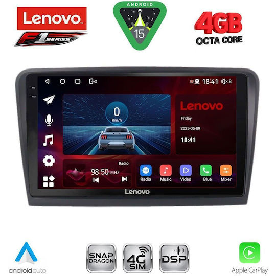 Lenovo Ηχοσύστημα Αυτοκινήτου για Skoda Rapid 2012-2023 (Bluetooth/USB/WiFi/GPS/Apple-Carplay/Android-Auto) με Οθόνη Αφής 9"