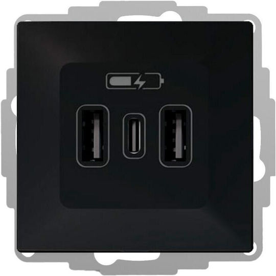 Elektro Plast Priză Electrică Simplă Neagră