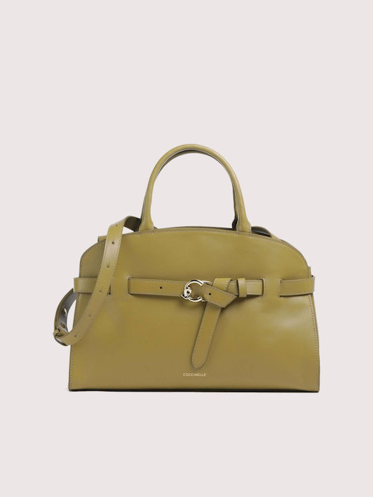 Coccinelle Leather Women's Shoulder Bag Khaki
