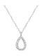 Chrilia Necklace with Tear Design in White Gold 9K with Zircon