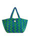 Wouf Wouf Stoff Strandtasche Blau BT260018 Blau-Grün