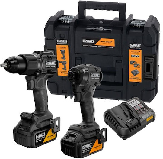 DEWALT McLaren Battery Powered Tool Set Impact Drill Driver & Impact Screwdriver Brushless 18V with 2 Batteries 5Ah