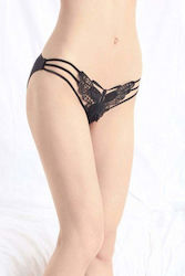 Tanga Negru Brodat cu Fluture