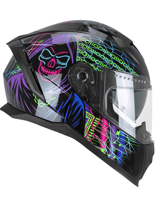 CGM Blast Tech 311T Black / Violet / Green Fluo Κράνος Μηχανής Full Face ECE 22.06 1550gr με Pinlock και Sunvisor