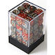 Chessex Gemini 12mm D6 Dice Blocks Pips Dice Blocks 36 Dice Orange-steel W Gold
