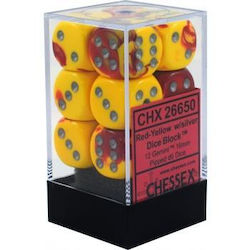 Chessex Gemini 16мм D6 Зарове Блокове 12 Червен...