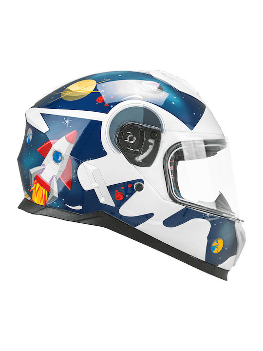 CGM Micro Space 265S Blau / Weiß Kinder Motorradhelm Jet ECE 22.06 1100gr
