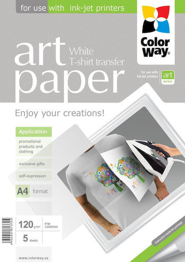 Colorway Art Photo Paper T-shirt Transfer White A4 120 G/m2 5 Sheets