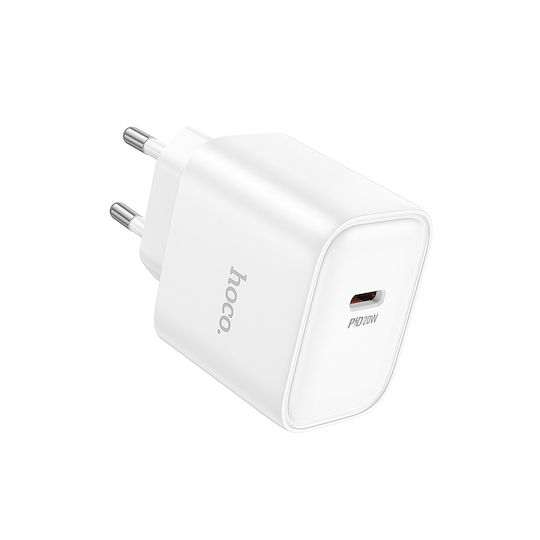 Hoco Зарядно Устройство Без Кабел с USB-C Порт 20W Power Delivery Бял (DC83)
