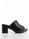 Damen Pantoletten mit Chunky Hoch Absatz in Schwarz Farbe