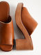 Pantofi Mules Dama Cu Toc Gros Înalt Maro K26-301-68368-KAMEL