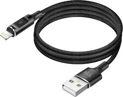 Avizar Usb-A To Lightning Кабел Led Бързо Зареждане 2.4a Плетен Наилон 1.5м Черен Avizar Usb-A To Lightning Кабел Led Бързо Зареждане 2.4a Плетен Наилон 1.5м Черен