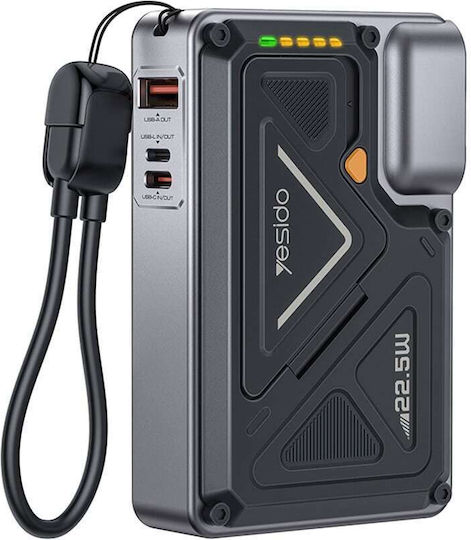 Yesido YP89 MagSafe Power Bank 10000mAh 22.5W mit USB-A Ausgangsanschlüsse und USB-C Ausgangsanschlüsse Power Delivery / Schnellladung Grau