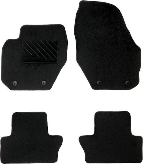 Car Mats Carpet Quality Luxury Black Compatible Volvo V60 Model 2010-2018 4 Pieces