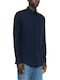 Long Sleeve Linen Shirt in Regular Fit Blue