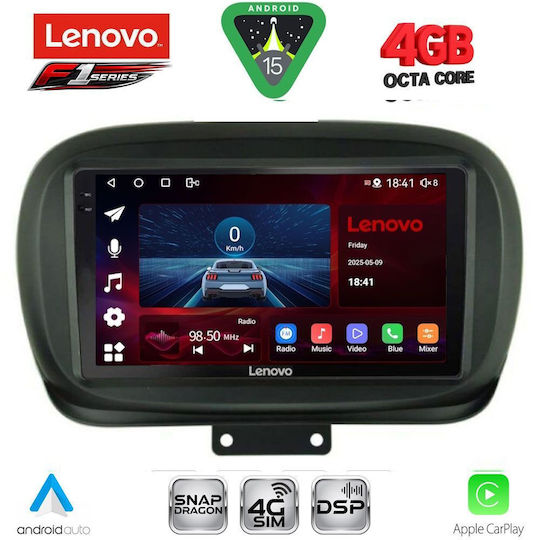 Lenovo Ηχοσύστημα Αυτοκινήτου για Fiat 500X 2014 (Bluetooth/USB/WiFi/GPS/Apple-Carplay/Android-Auto) με Οθόνη Αφής 9"