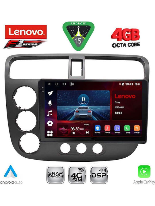 Lenovo Car Audio System for Honda Civic 2001-2006 Bluetooth USB WiFi GPS Apple CarPlay Android Auto with 9" Touch Screen