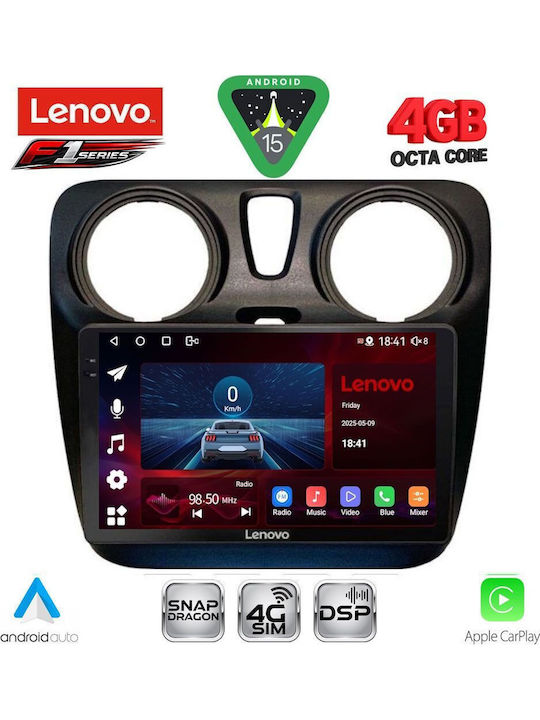 Lenovo Car Audio System for Dacia Dokker 2012-2022 (Bluetooth/USB/WiFi/GPS/Apple CarPlay/Android Auto) with 9" Touch Screen