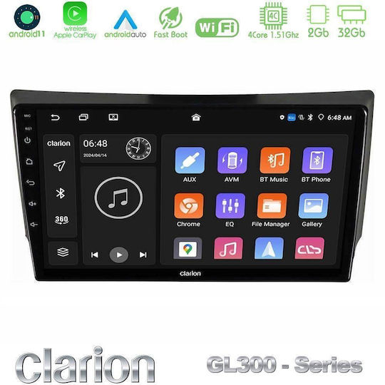 Clarion Car Audio System for Ssangyong Rexton 2002-2006 (Bluetooth/USB/AUX/WiFi/GPS/Apple CarPlay/Android Auto) with 9" Touch Screen