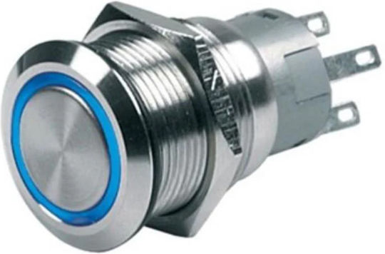 Buton Apăsător On-Off 12 V Led Albastru Și Etanș