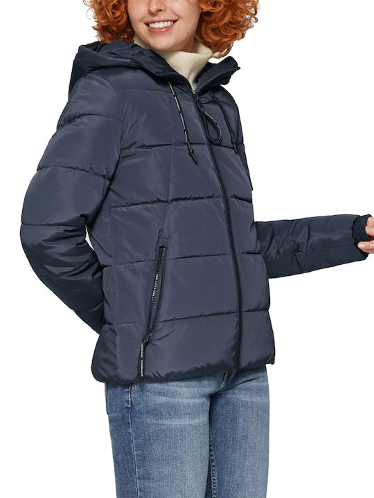 Μακρύ Γυναικείο Puffer Μπουφάν Μπλε Blue