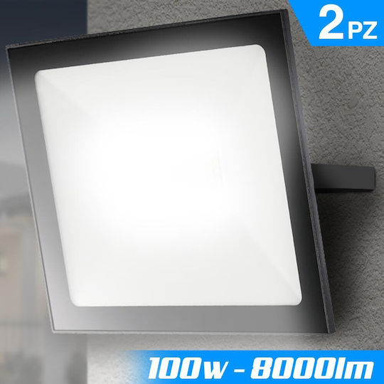 Bakaji Στεγανός Προβολέας LED 100W Ψυχρό Λευκό 6000K IP65