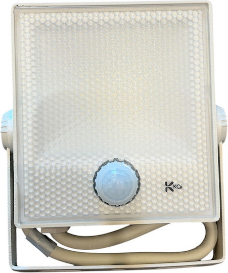 Kai Στεγανός Προβολέας LED 10W Φυσικό Λευκό 4000K με Αισθητήρα Κίνησης και Φωτοκύτταρο IP65