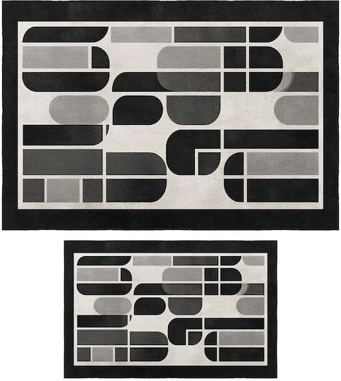L'Εssentiel Maison Badematten Set 290HFT1129 Schwarz-Grau 60x100cm 2 Stück