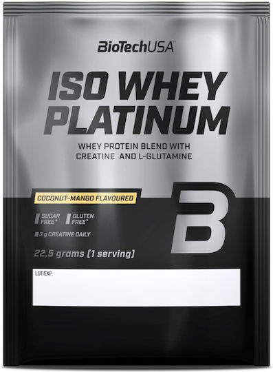 Biotech USA Iso Whey Platinum Whey Protein with Creatine Gluten Free with Mango Coconut Flavor 22.5gr