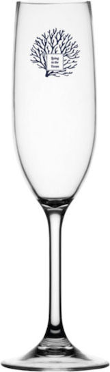 Marine Business Champagne and White Wine Glass Set Made of Plastic in Blue Color Goblets 6 Pieces