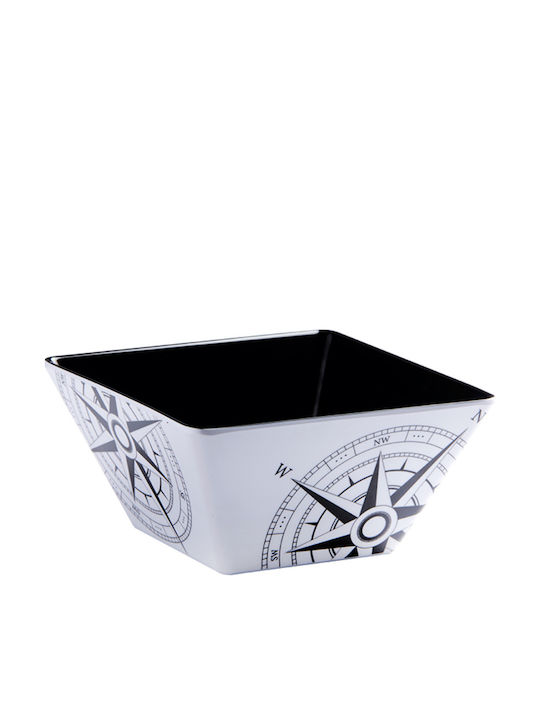 Marine Business Deep Square Serving Plate Made of White Melamine 6 Pieces