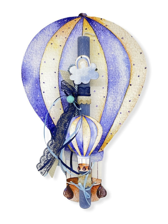 Easter Candle Hot Air Balloon Hanging Wooden Frame 35cm
