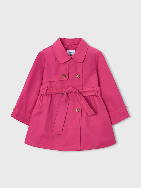 Mayoral Kids Trench Coat Long Rose Petal