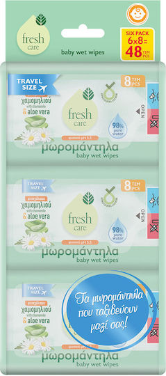 Fresh Care Μωρομάντηλα χωρίς Οινόπνευμα & Parabens 6x8τμχ