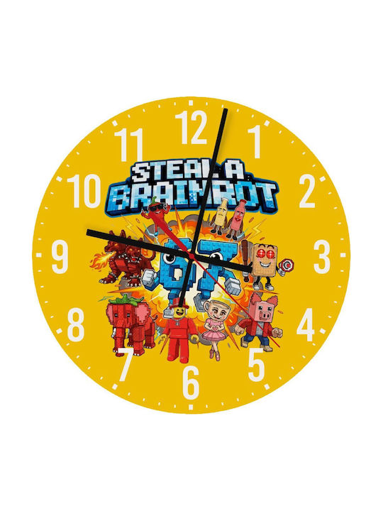 Koupakoupa Kids Wall Clock Steal A Brainrot 67 Roblox Style Wooden 30cm