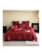 4 Seasons Collection Duvet Cover Set Queen 220x240cm 2 Pillowcases & 1 Bed Sheet Burgundy