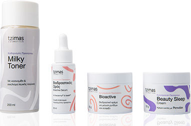 Tzimas Cosmetics Anti-Aging Combo Hautpflege-Set für Anti-Aging, Feuchtigkeitsspendend & Aufhellung 4 Stück