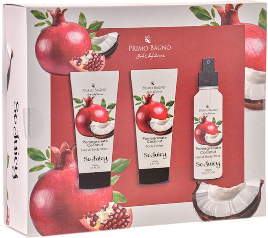 Primo Bagno Pomegranate Coconut Σετ Περιποίησης για Καθαρισμό Σώματος 3τμχ